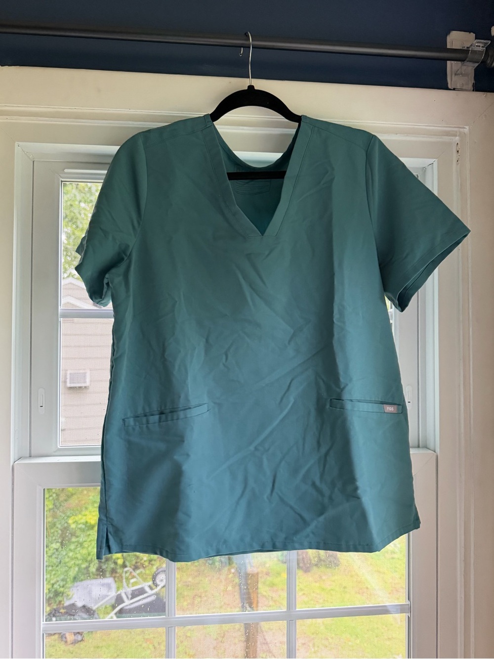 Figs Teal V-Neck Short Sleeve Scrub Top